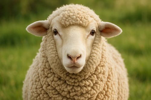 Une belle brebis merinos regarde la caméra